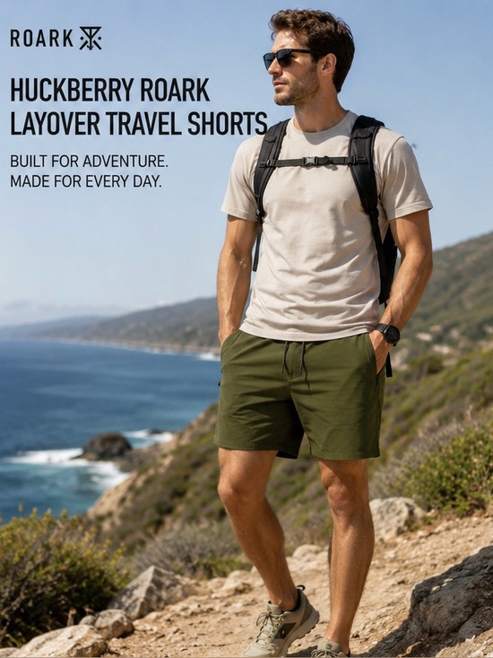 Roark Other - Huckberry Roark Layover Travel Shorts Mens 36 Green Everyday Stretch Hiking